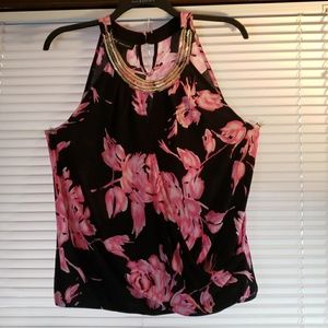 INC sz XL beaded stretch sleeveless  surplice top